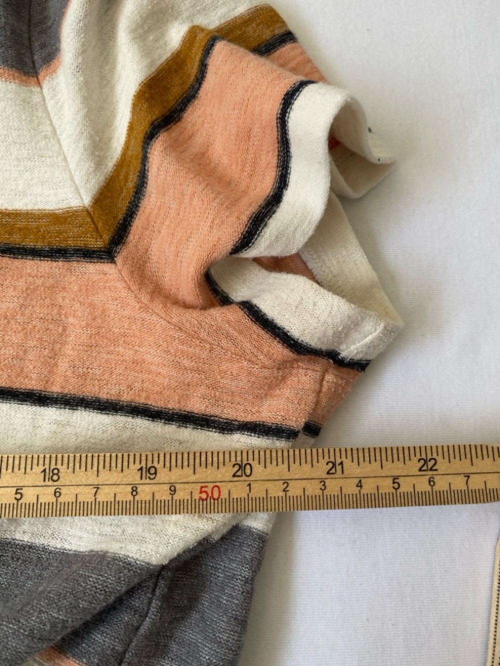 Madewell Striped Tie-Front Short Sleeve Top in Peach, Gray and Cream - Picture 8 of 8